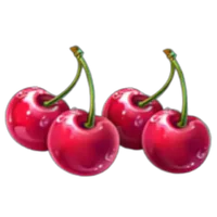 Dos cerezas rojas unidas por el tallo, el símbolo más frecuente.